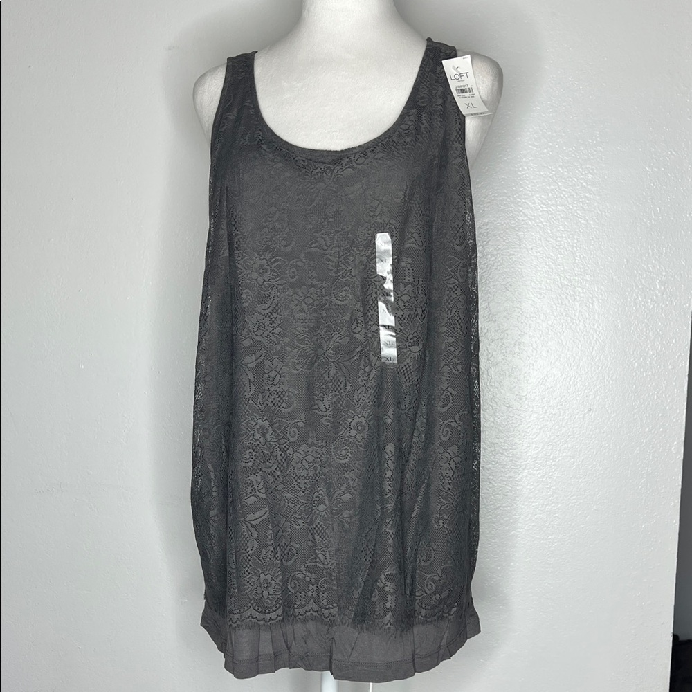 LOFT Gray Boxy Relaxed Tank Top
